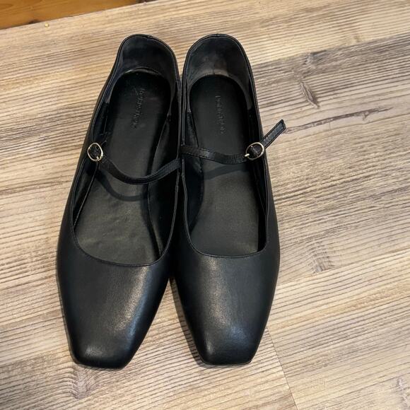 Nordstrom Black Leather Mary Jane Flat - size 10M - Picture 6 of 9